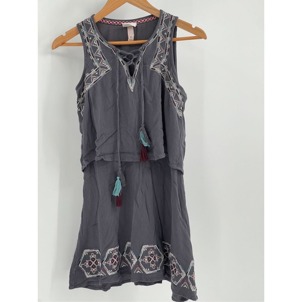Knox Rose Dress‎ Women XS Gray Sleeveless Tank Bohemian Short
